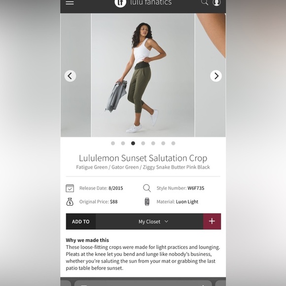 Lululemon Sunset Salutation Crop - Picture 5 of 5
